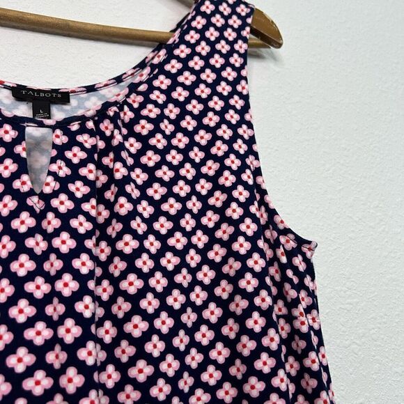 Talbots Floral Maxi Dress Knit Sleeveless Cut Out Cotton Modal Cottage Size S - Picture 6 of 13